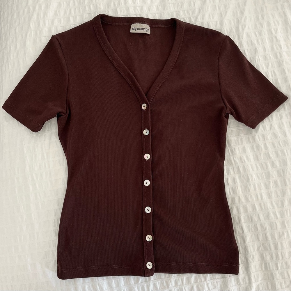 Vintage Dynamite Brown Button-Up Top